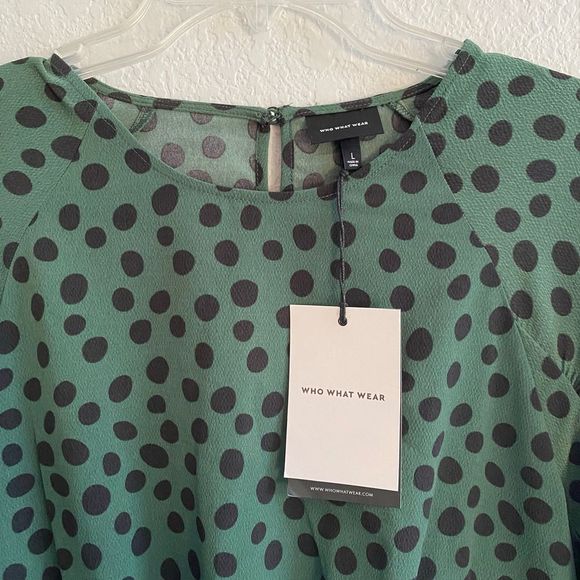 Who What Wear Polka Dot 3/4 Sleeve Mini Dress Size Large - Picture 4 of 10